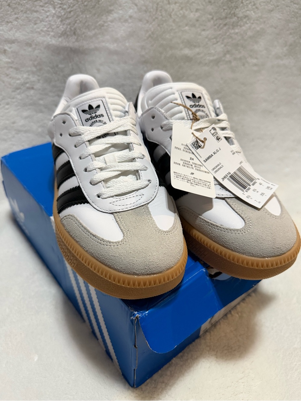 Adidas Samba Shoes in White, Black, Gum bottom